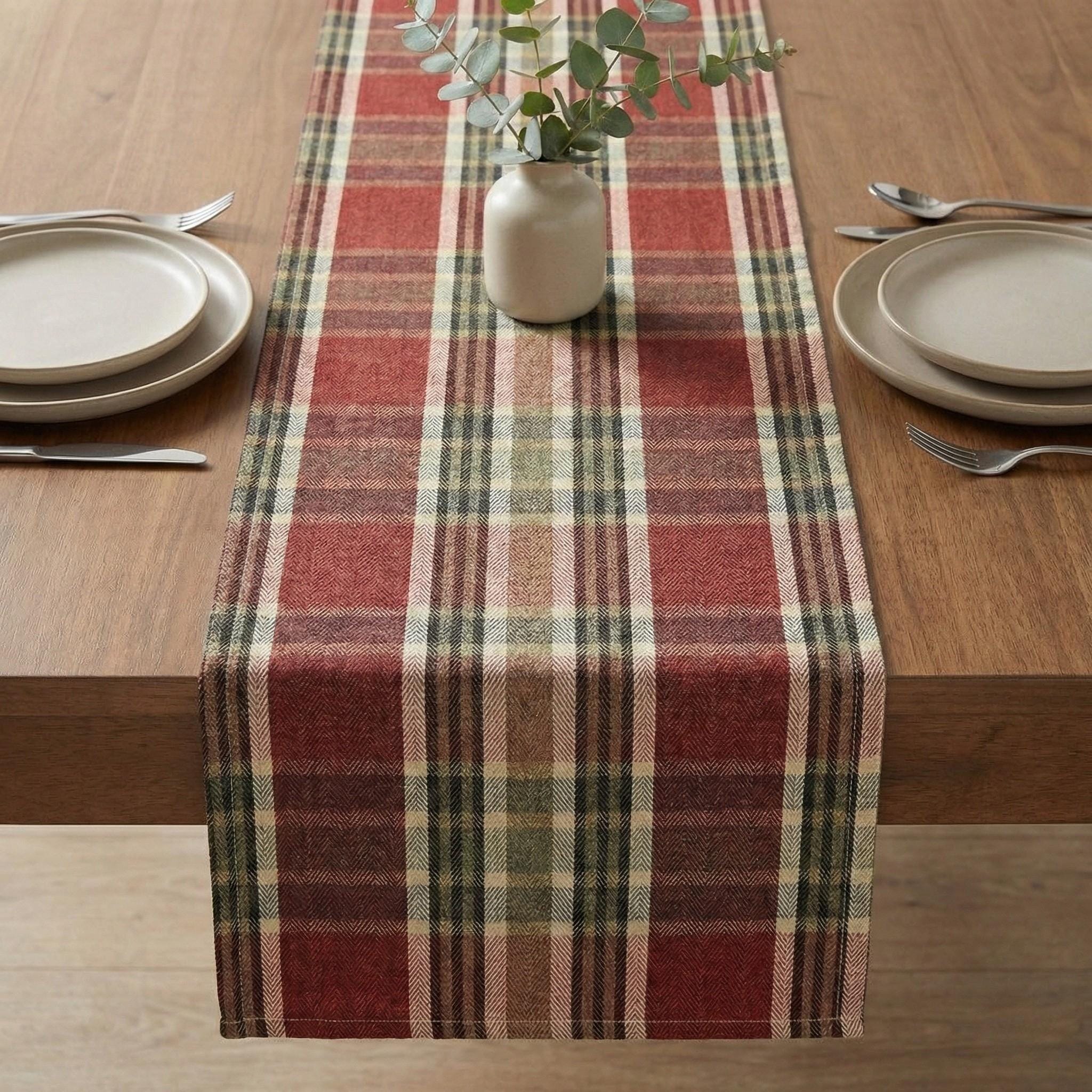 Plaid linen fabric close-up