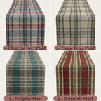 Taupe plaid table runner decor