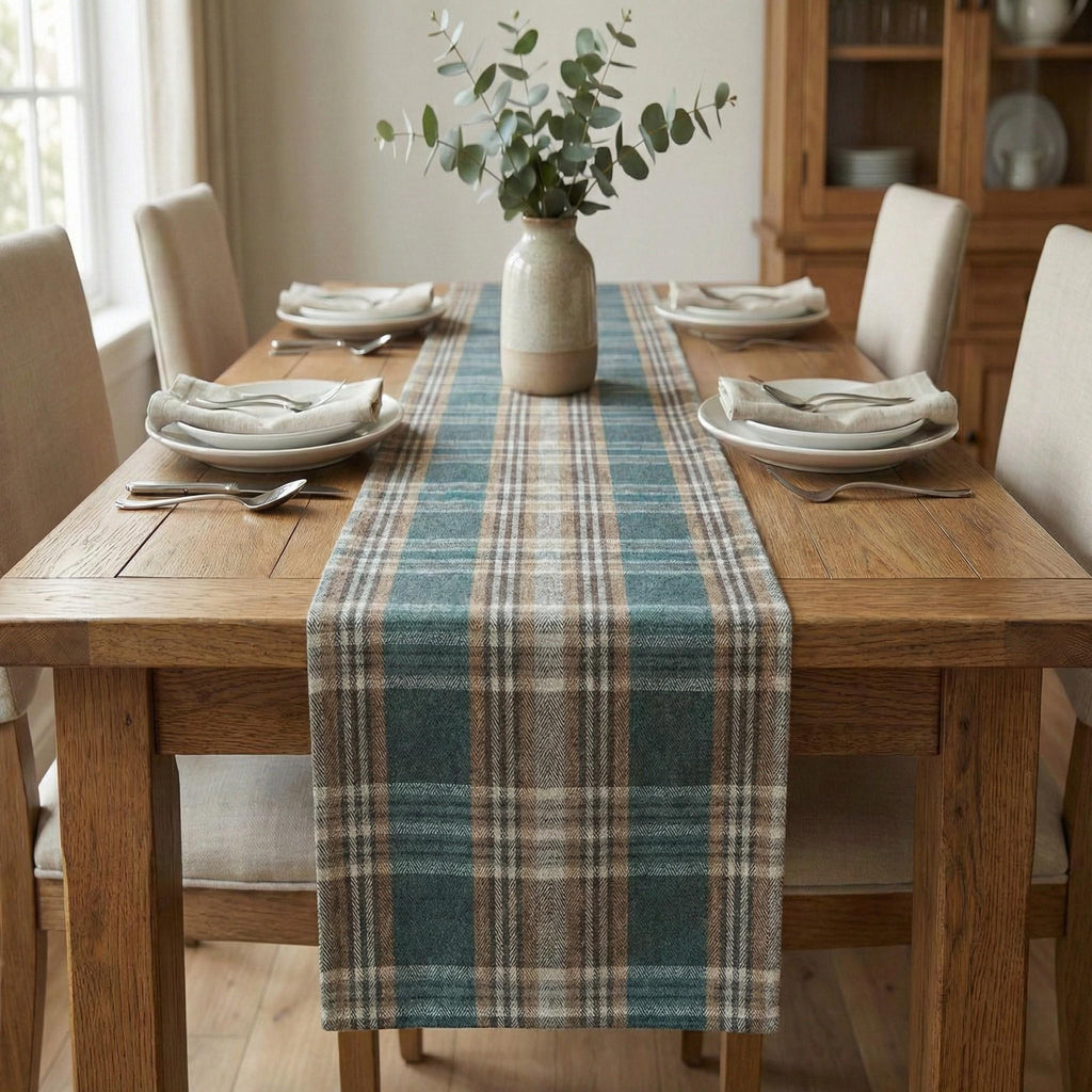 Plaid linen fabric close-up