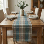 Plaid linen fabric close-up