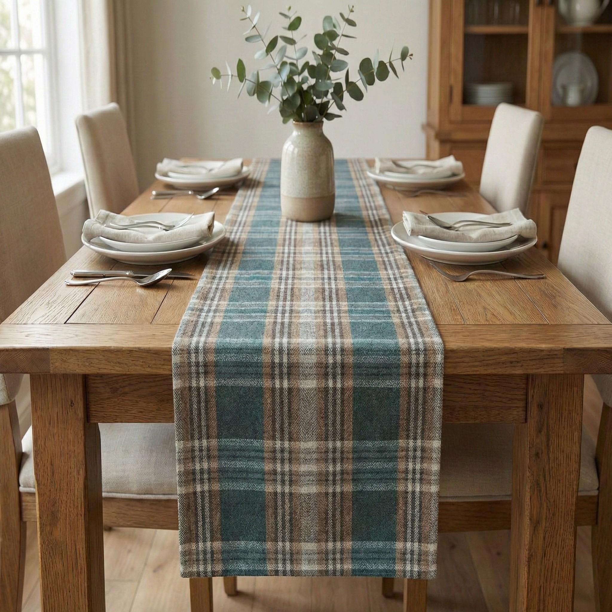Plaid linen fabric close-up