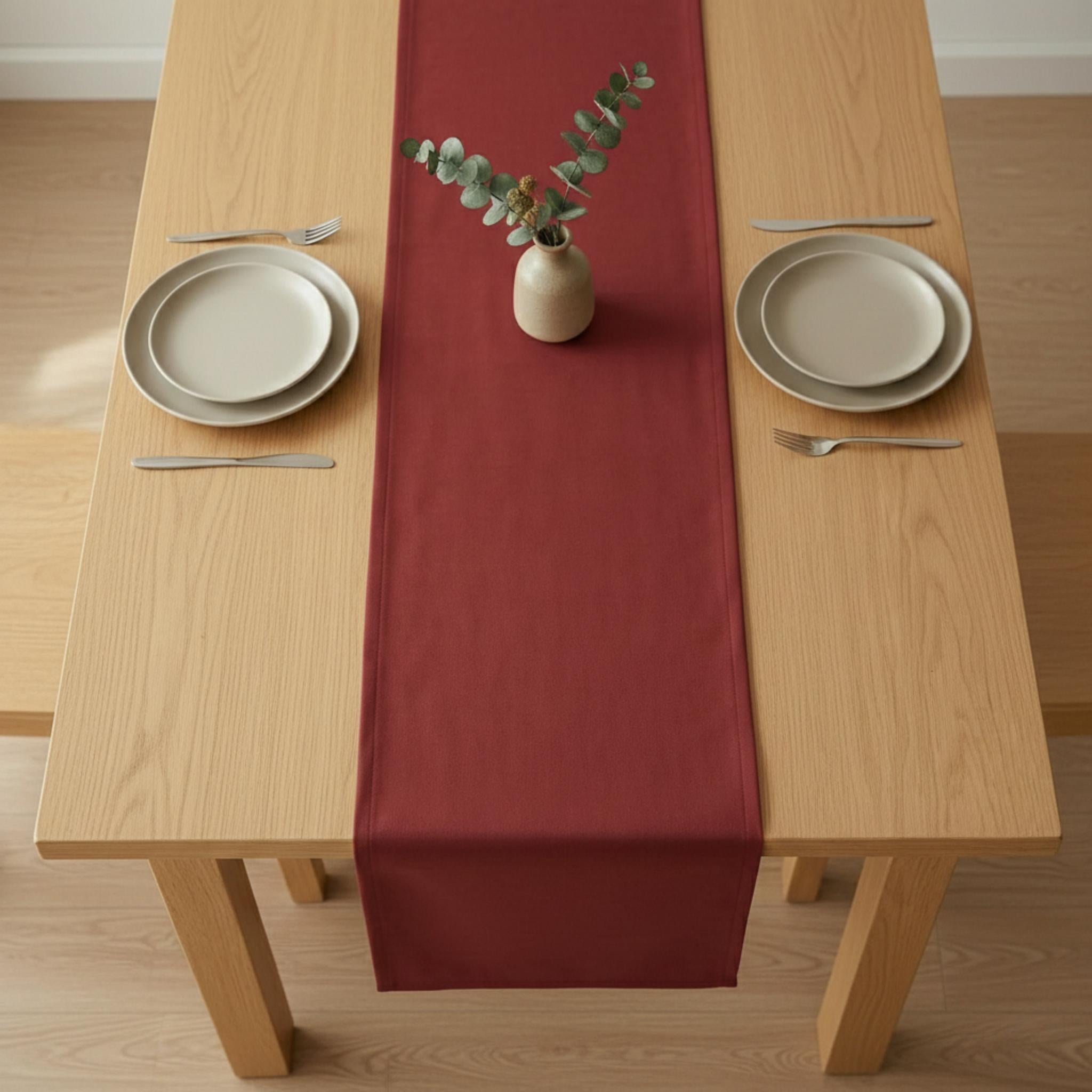 Velvet table runner top view