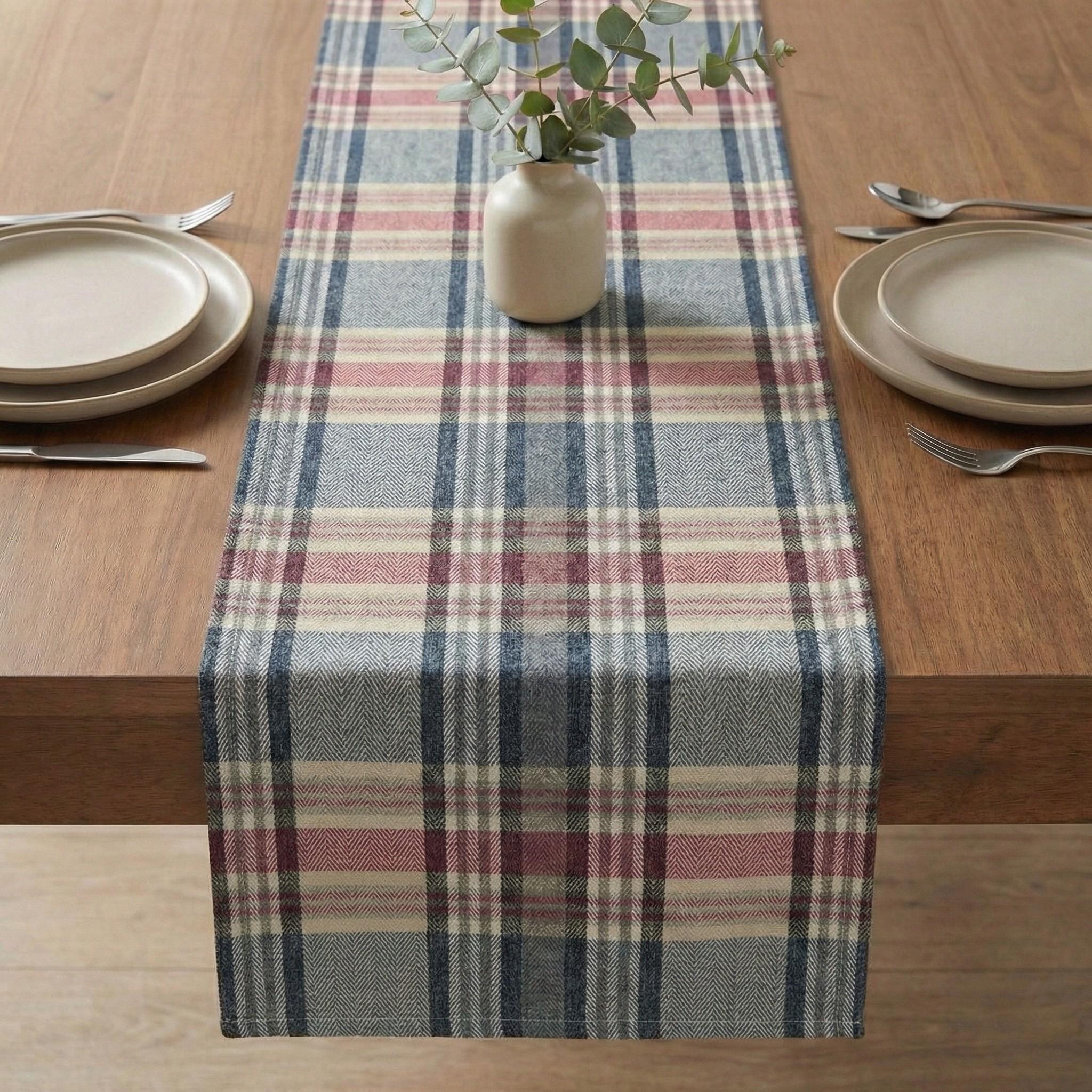 Plaid linen fabric close-up