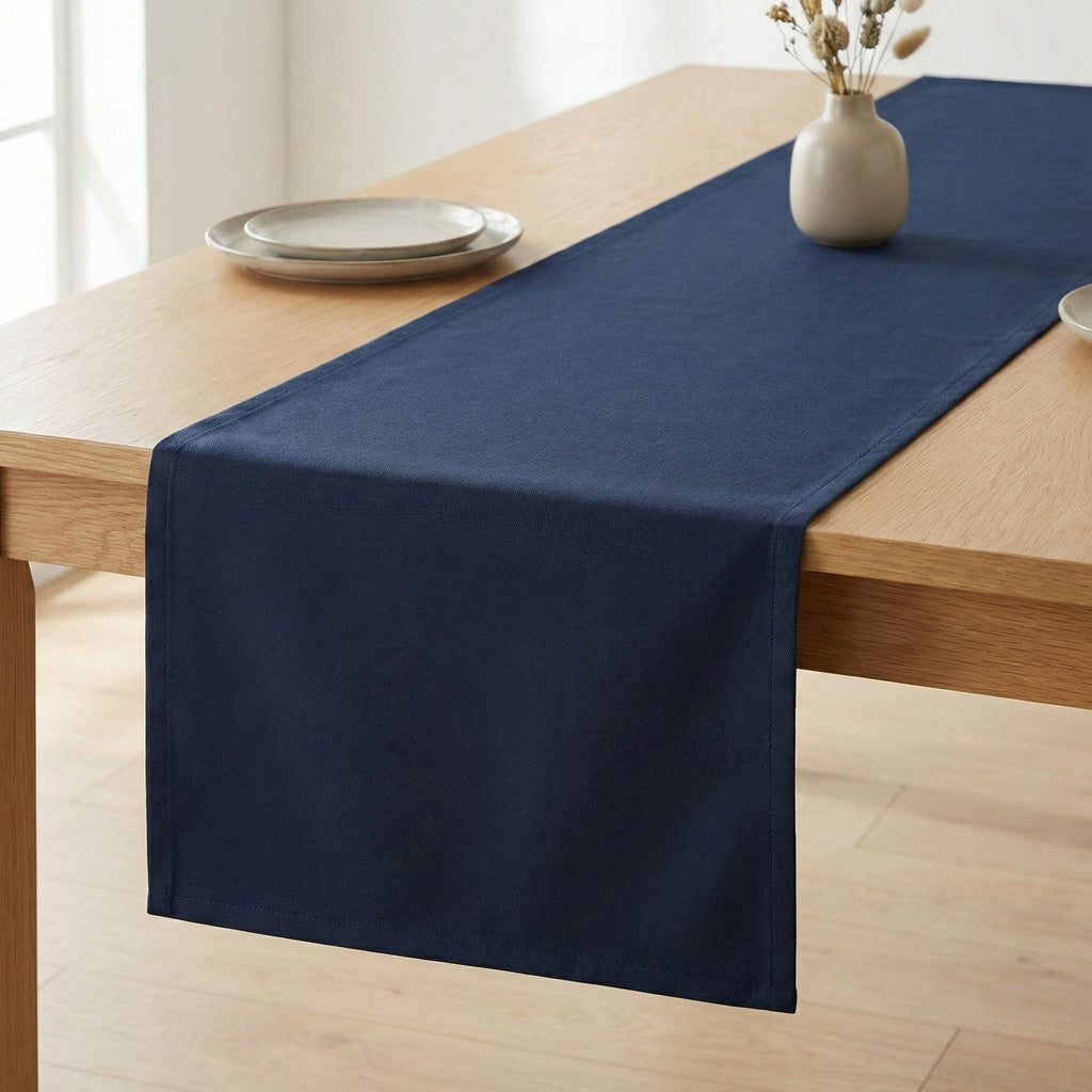 Water-repellent velvet table runner on wooden table
