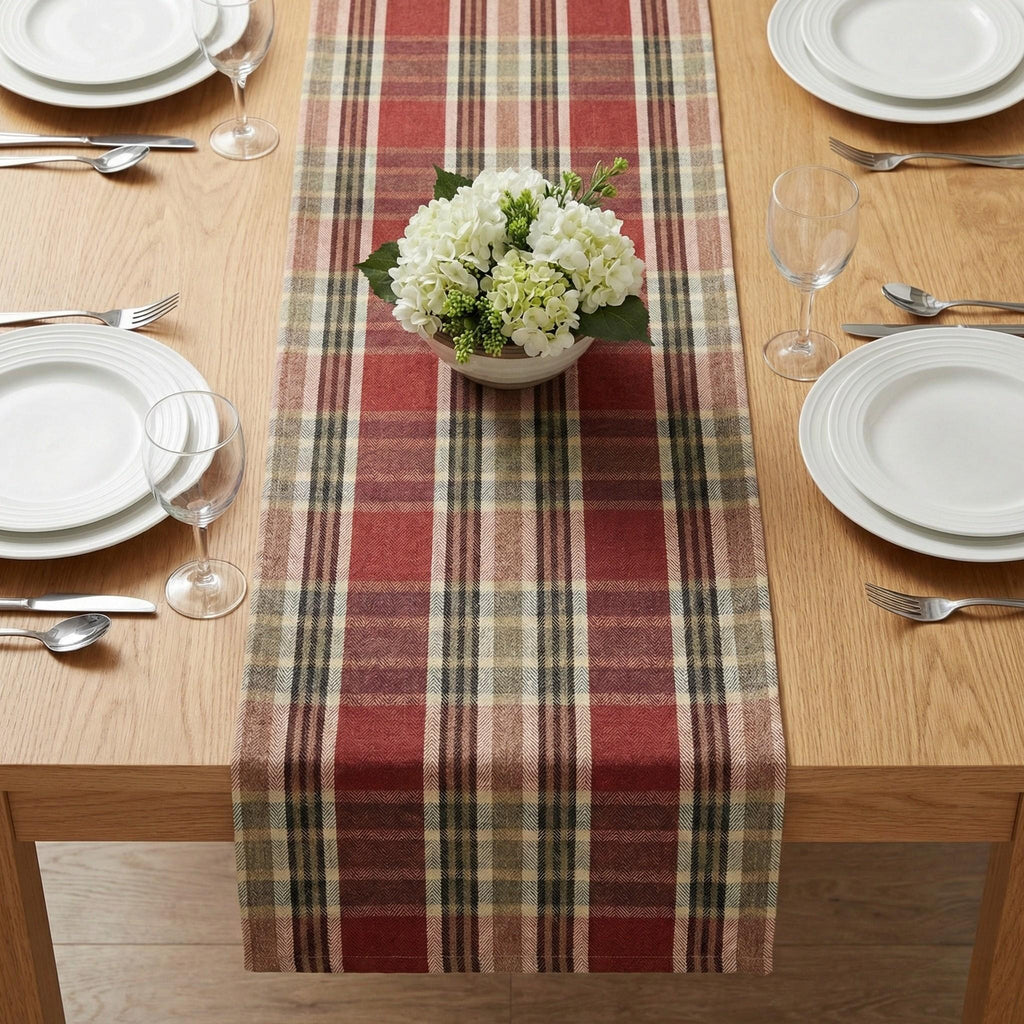 Rustic plaid table runner