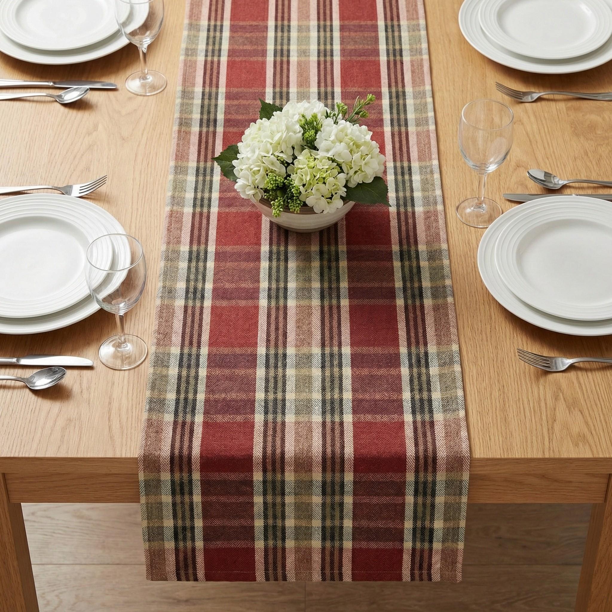 Rustic plaid table runner
