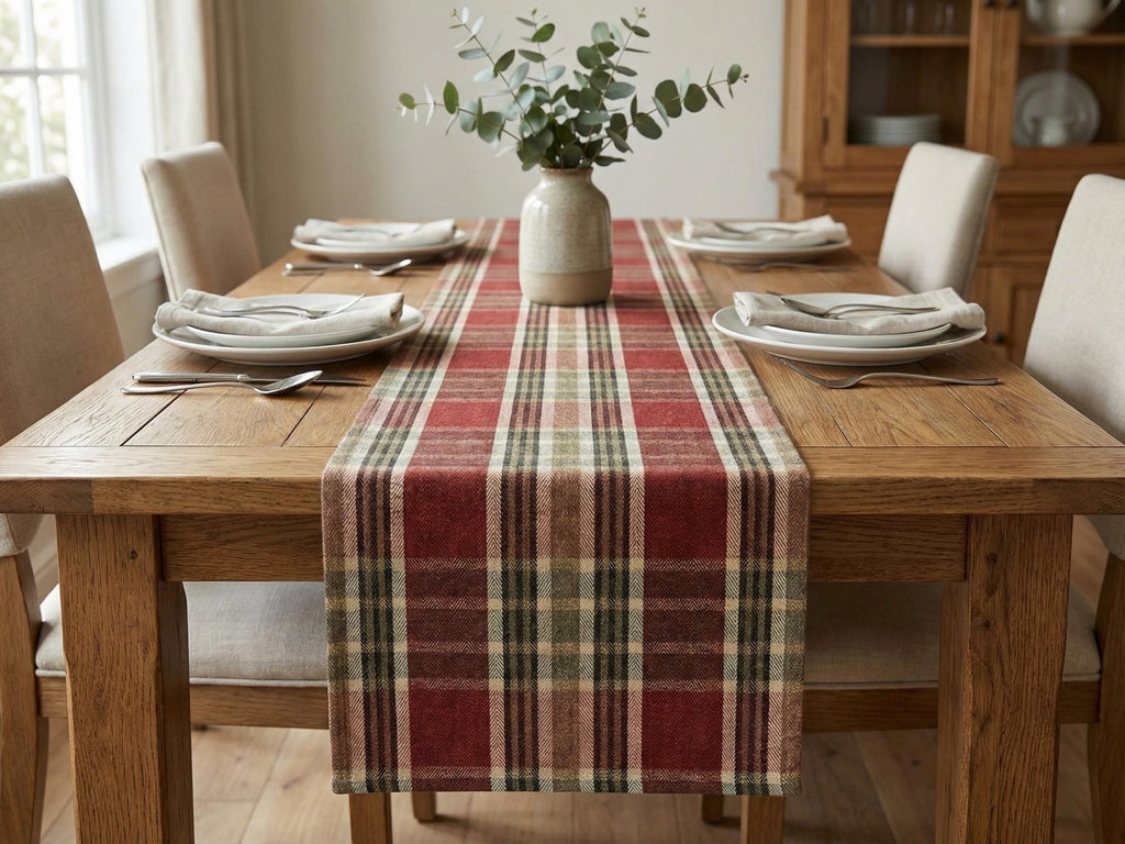 Plaid runner table styling
