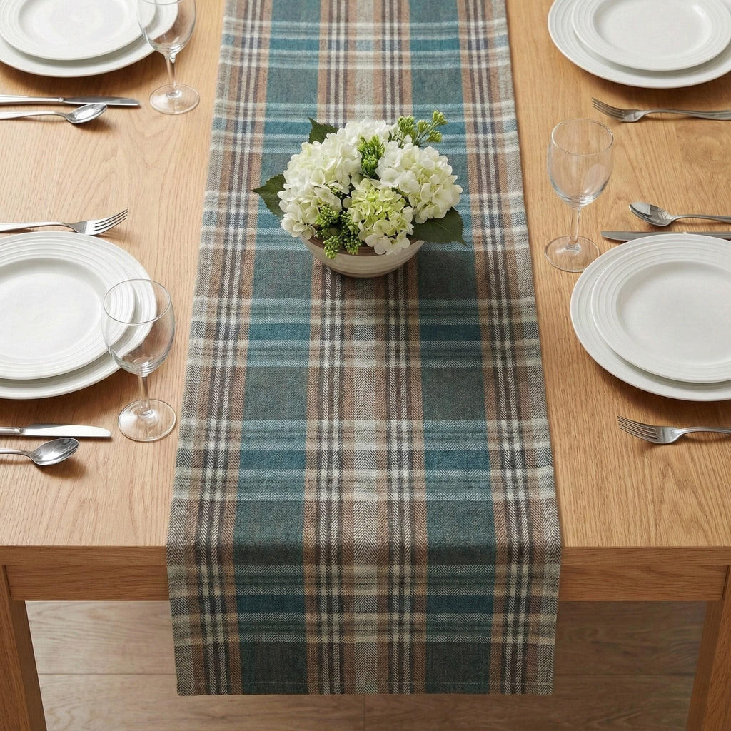 Plaid table runner decor