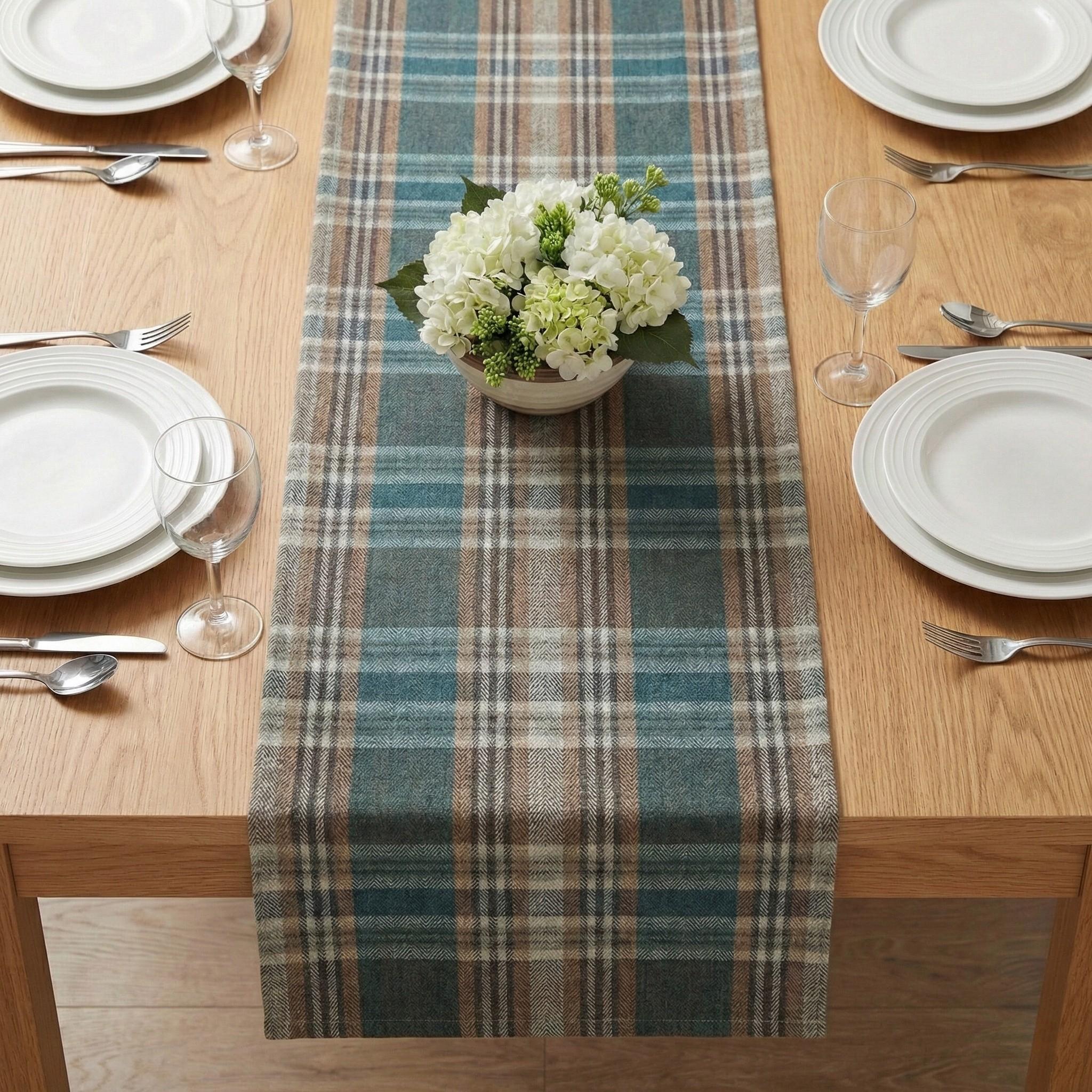 Plaid table runner decor