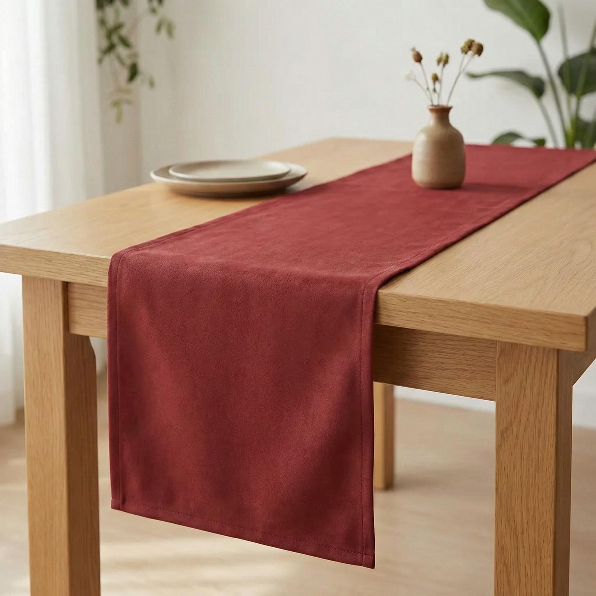 Velvet table runner on dining table