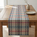 Charcoal grey plaid linen table runner