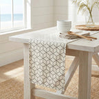 Bone geometric velvet table runner coastal setting
