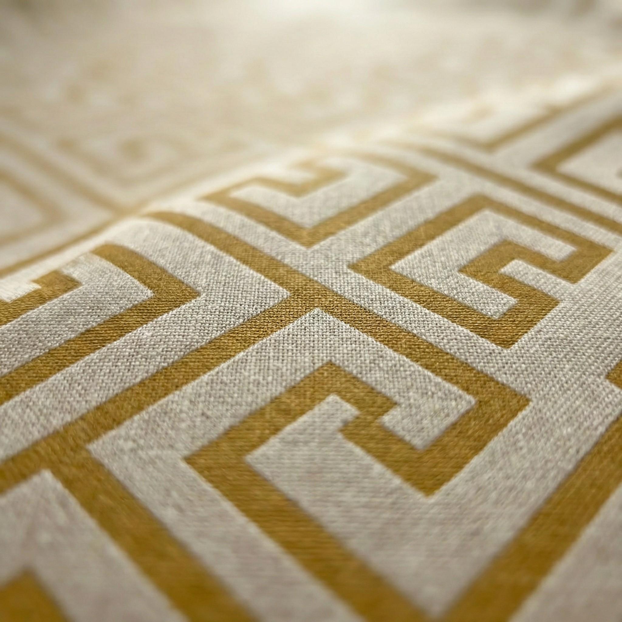 Greek Key velvet table runner pattern close-up