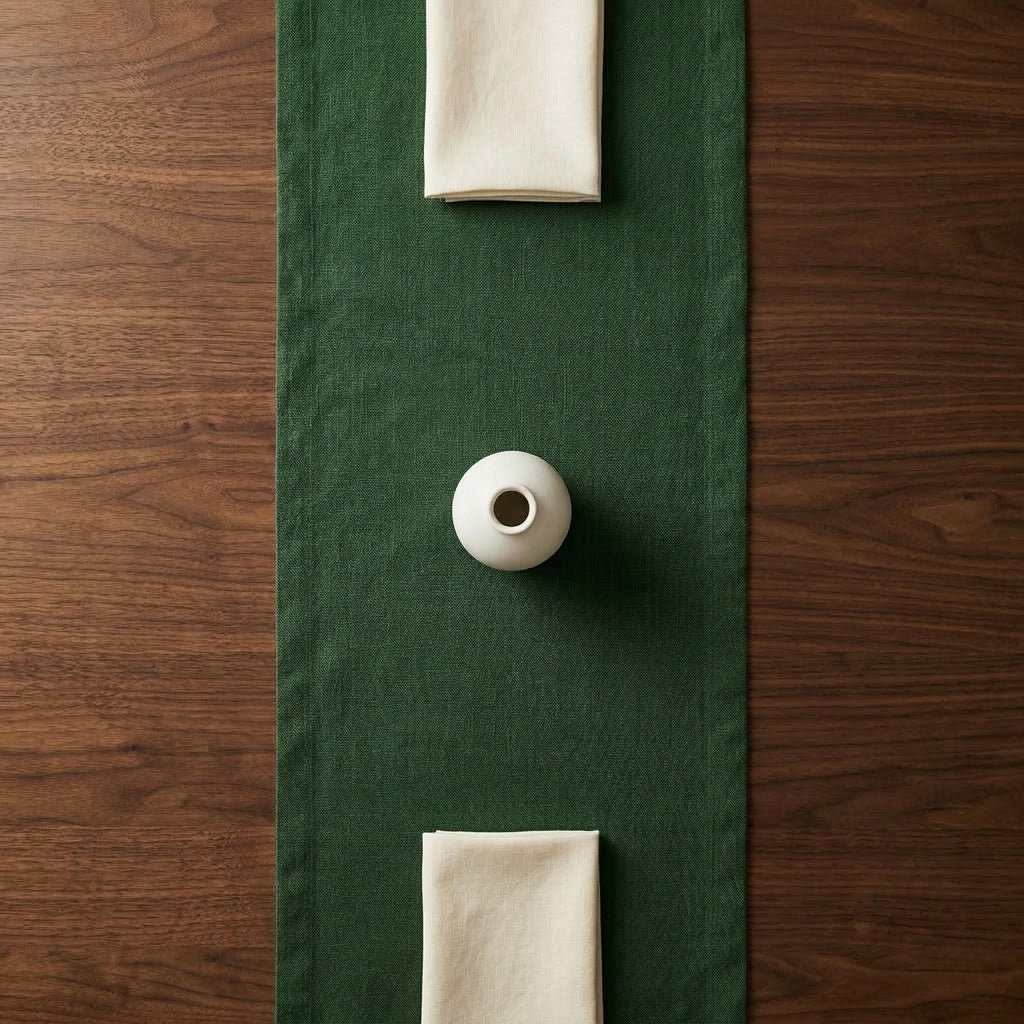Linen table runner dining decor