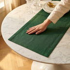 Linen table runner styled table setting