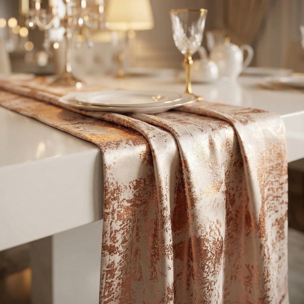 Copper velvet table runner elegant drape