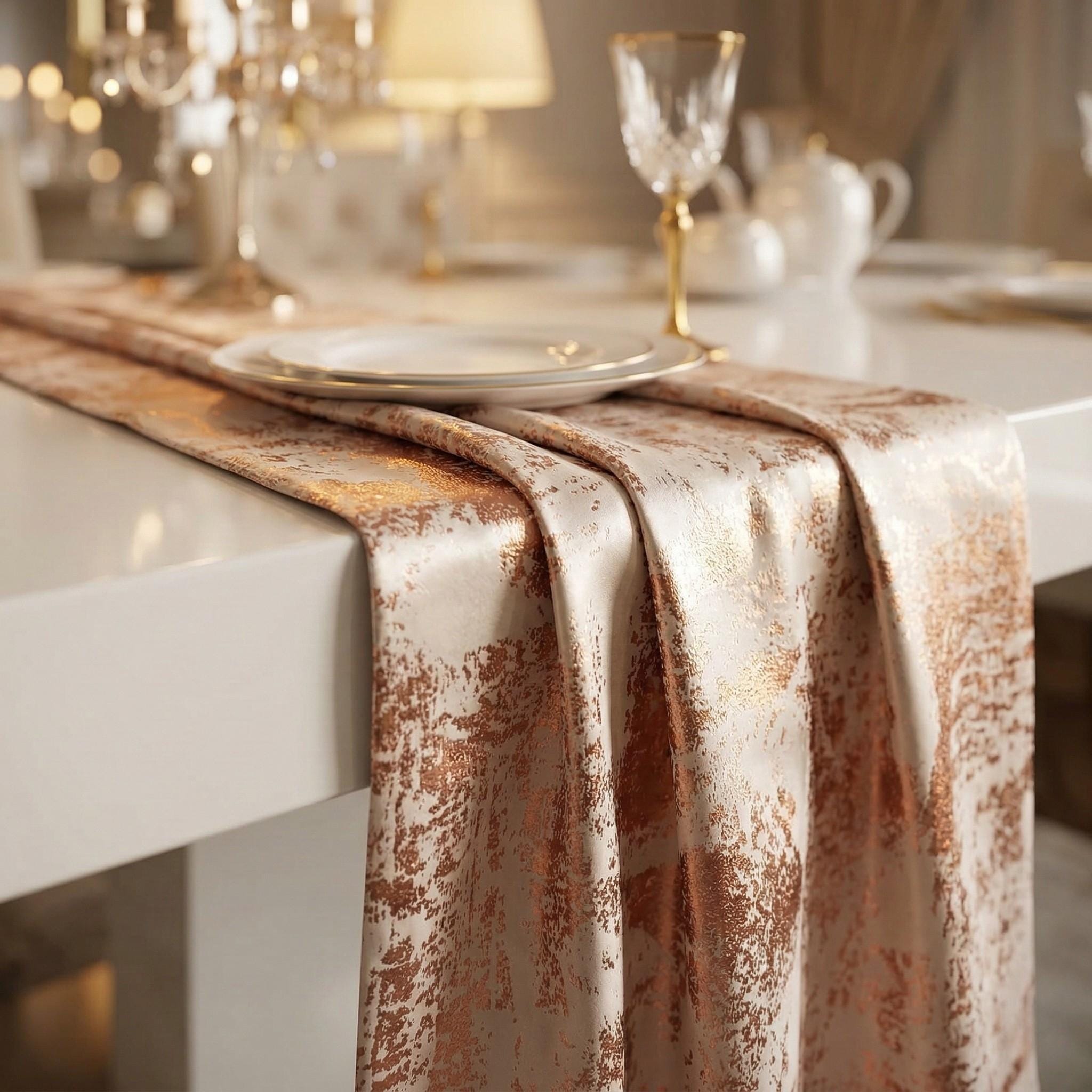 Copper velvet table runner elegant drape