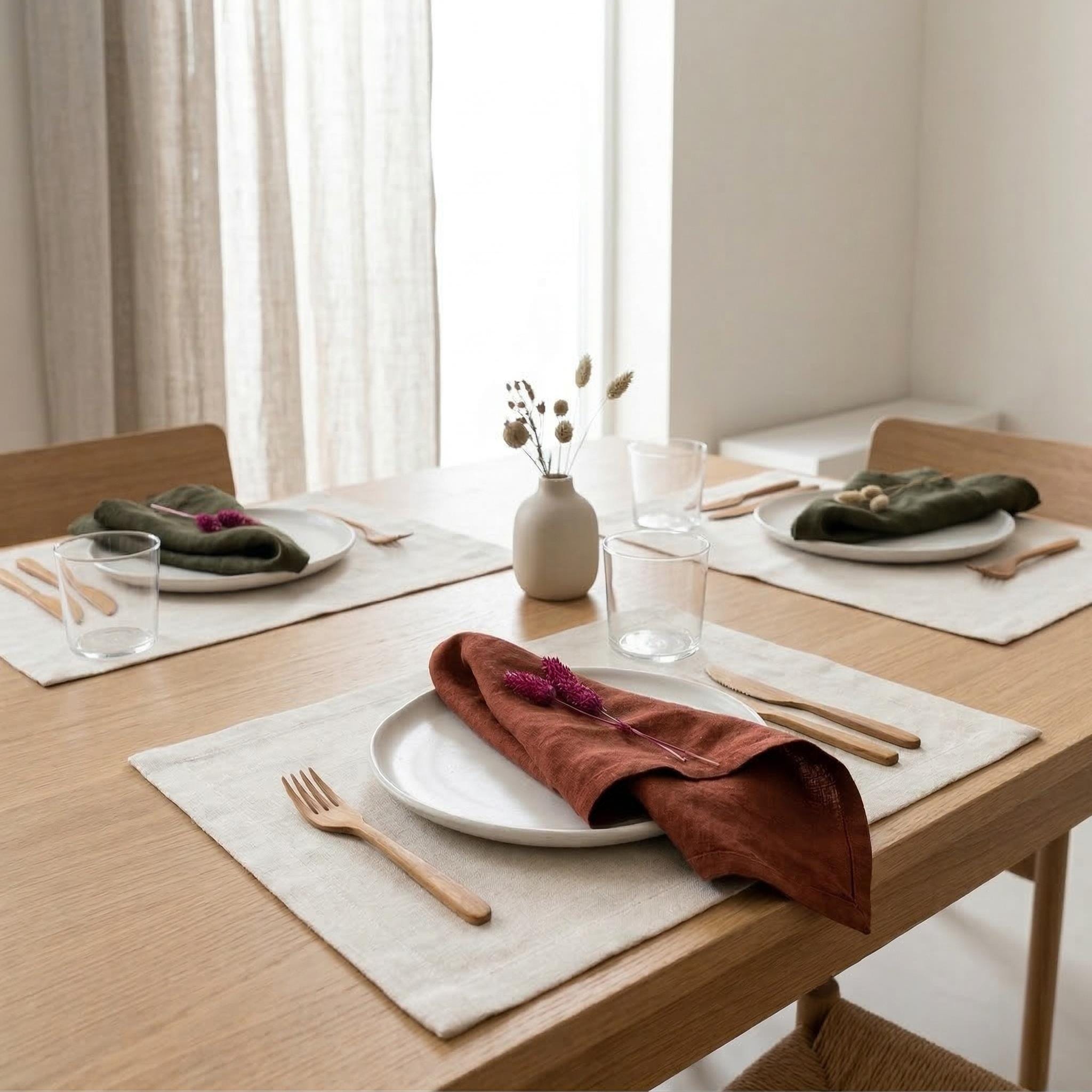 Linen placemat detail