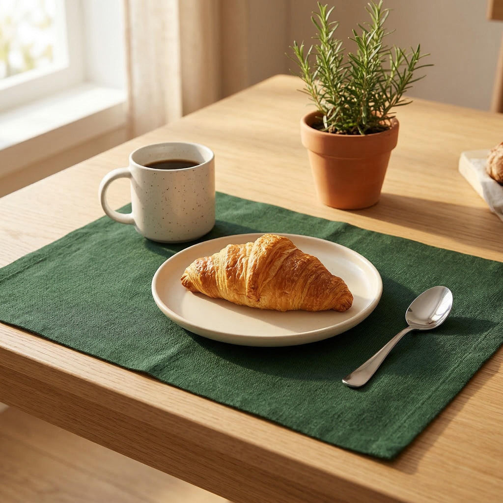 Linen place mats table setting