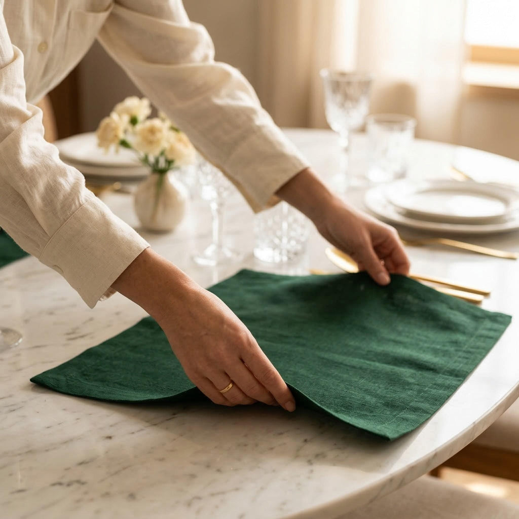 Linen placemat detail