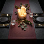 Faux leather table runner candlelit dinner