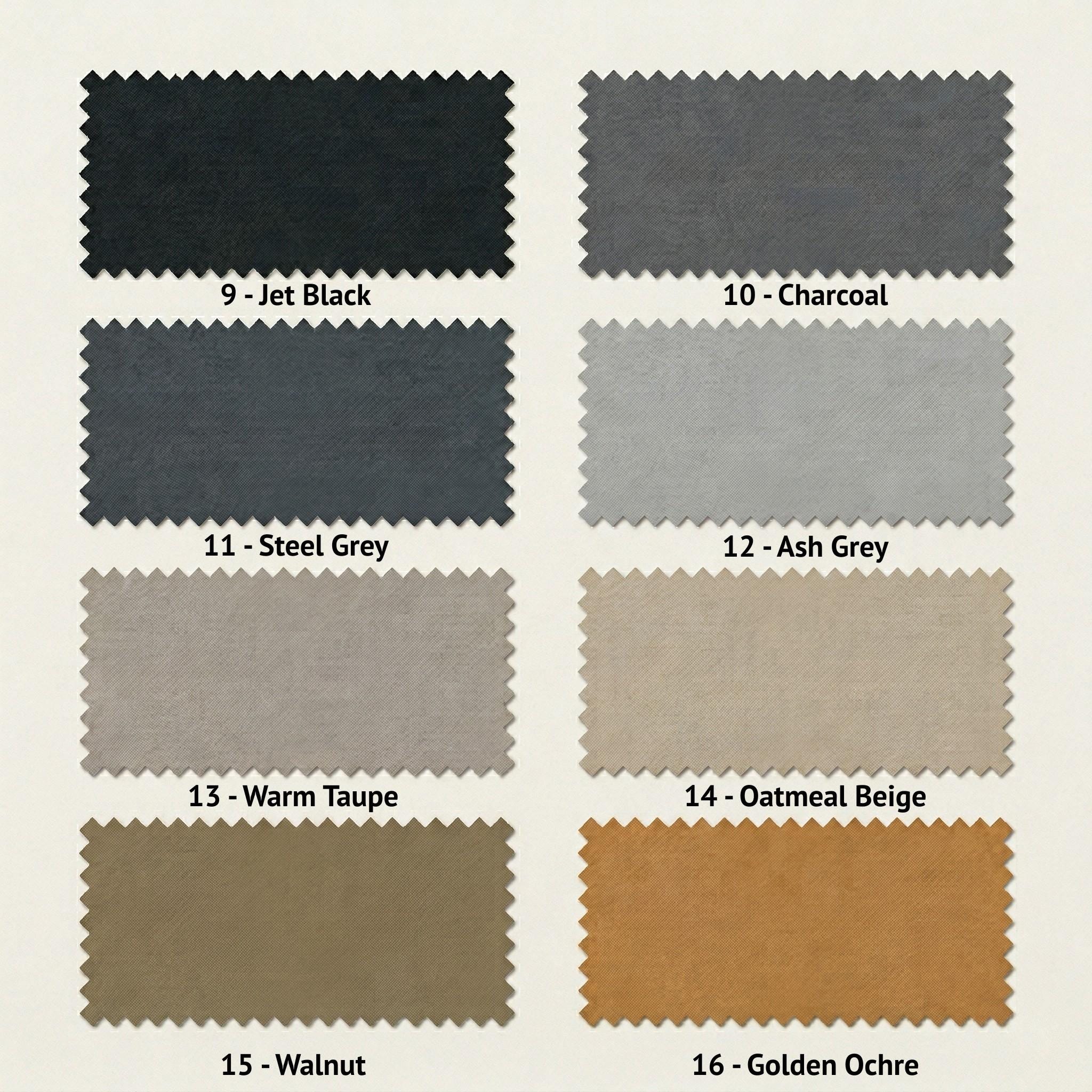 Faux leather color chart — colors 9 to 16