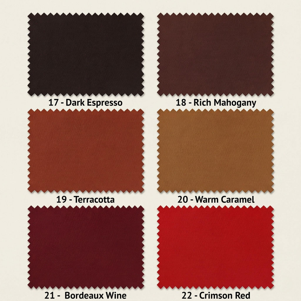 Faux leather color chart — colors 17 to 22