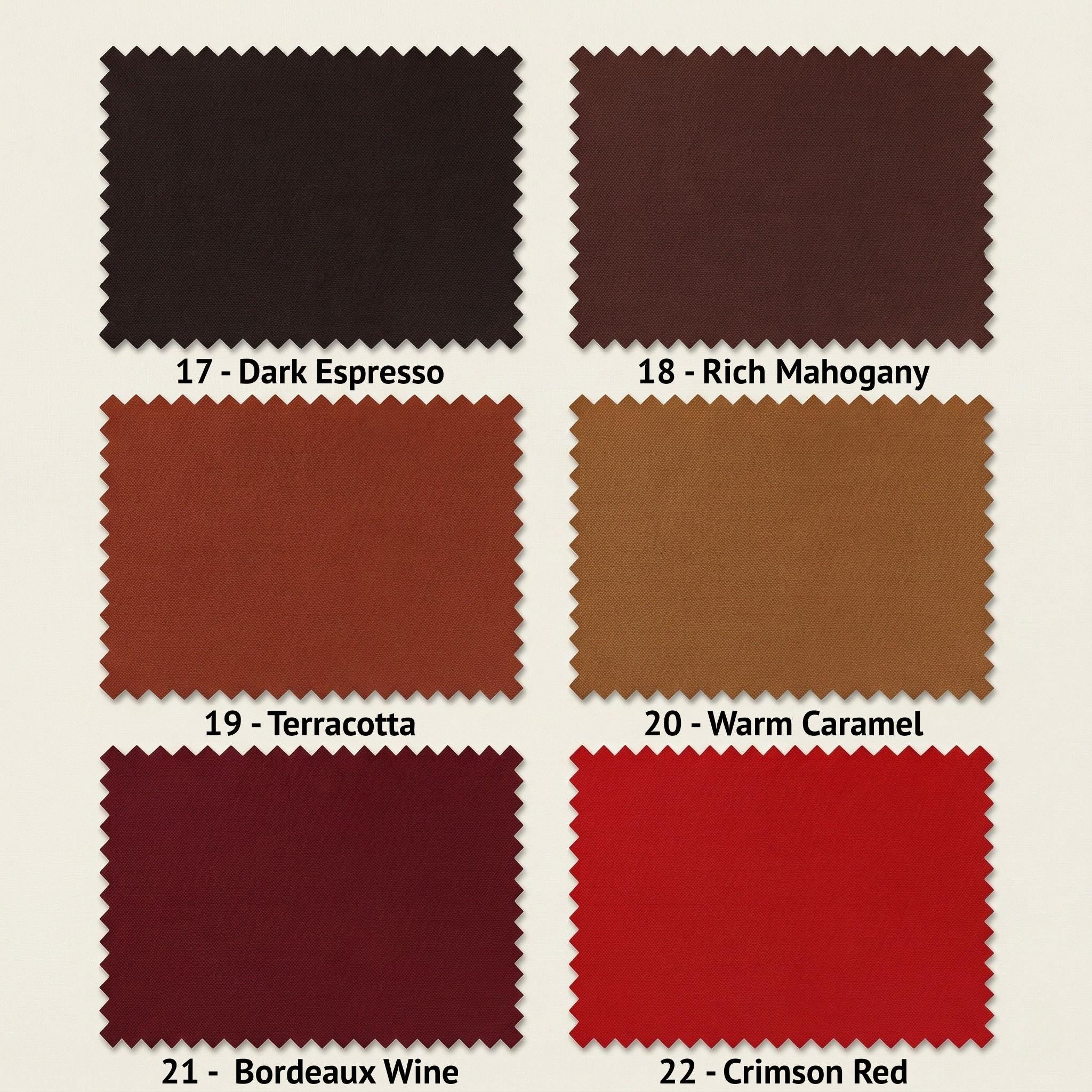 Faux leather color chart — colors 17 to 22
