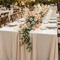 Cream gauze tablecloth on wedding table