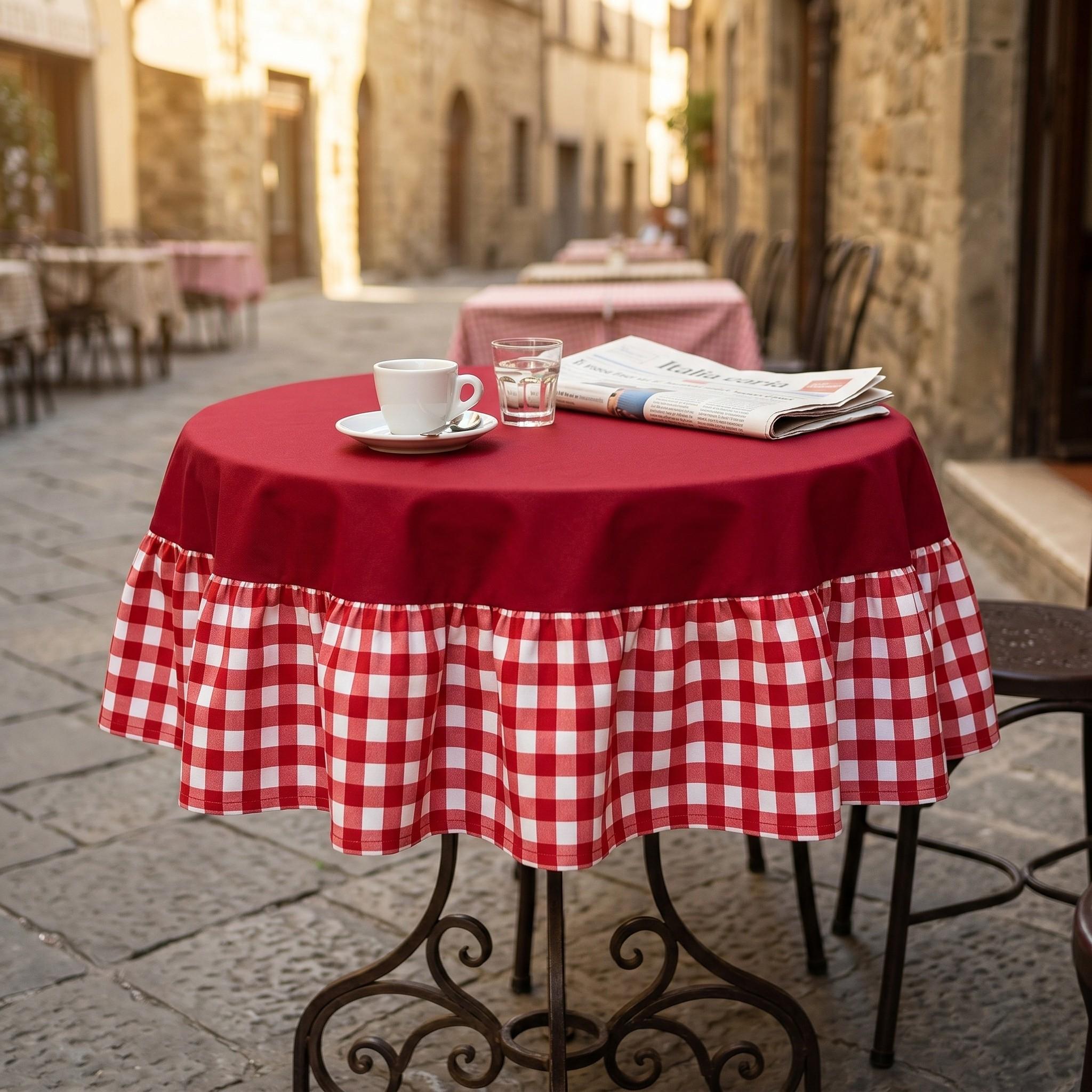 Gingham tablecloth table setting