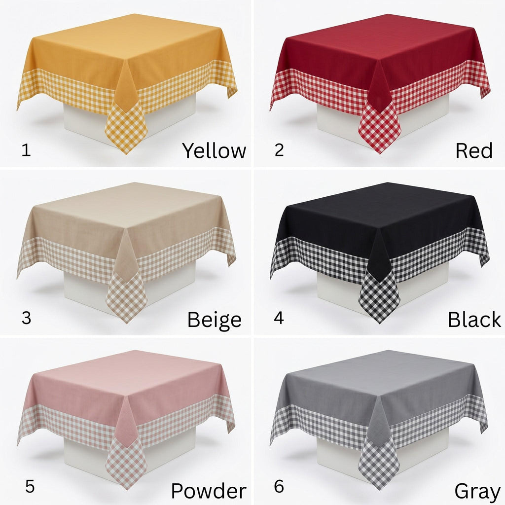 Two-tone canvas tablecloth detail