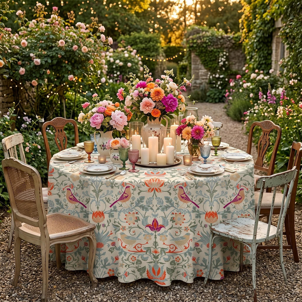 Strawberry Thief tablecloth dining room