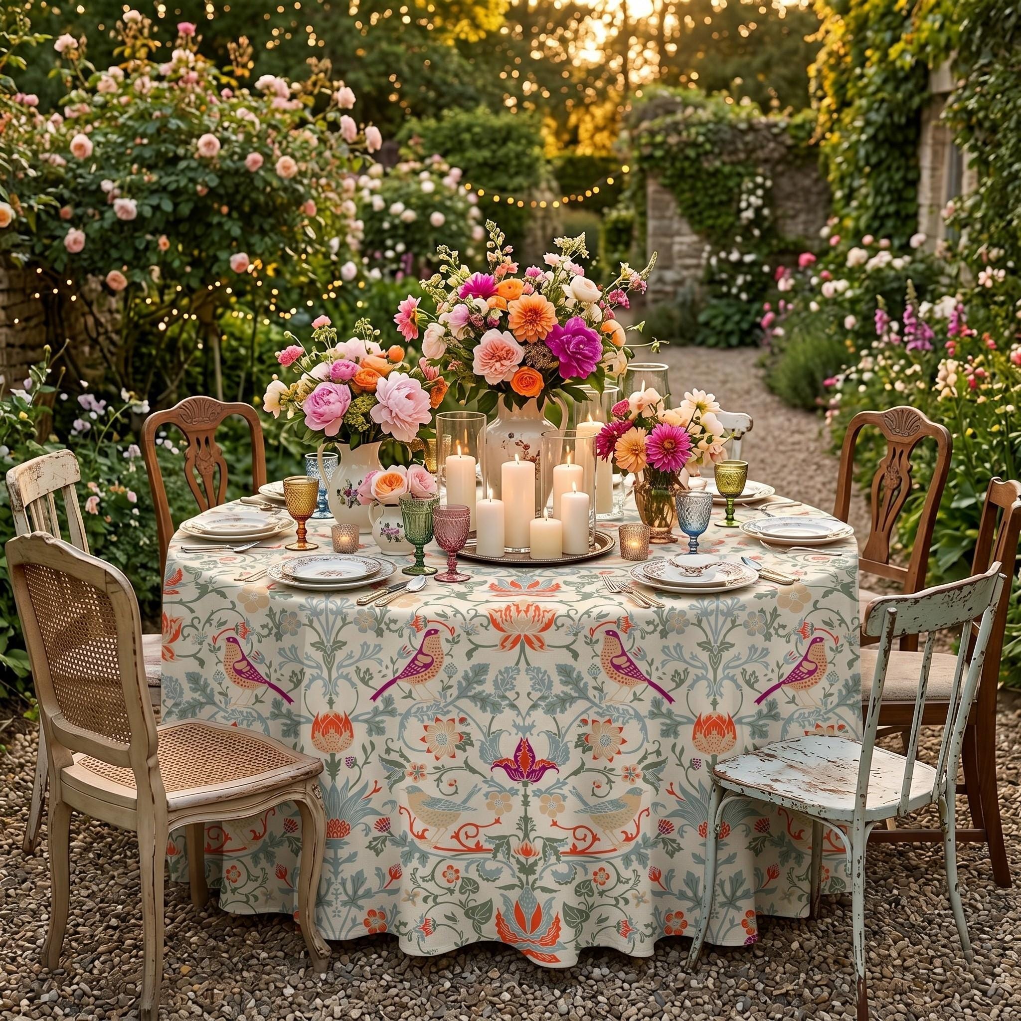 Strawberry Thief tablecloth dining room