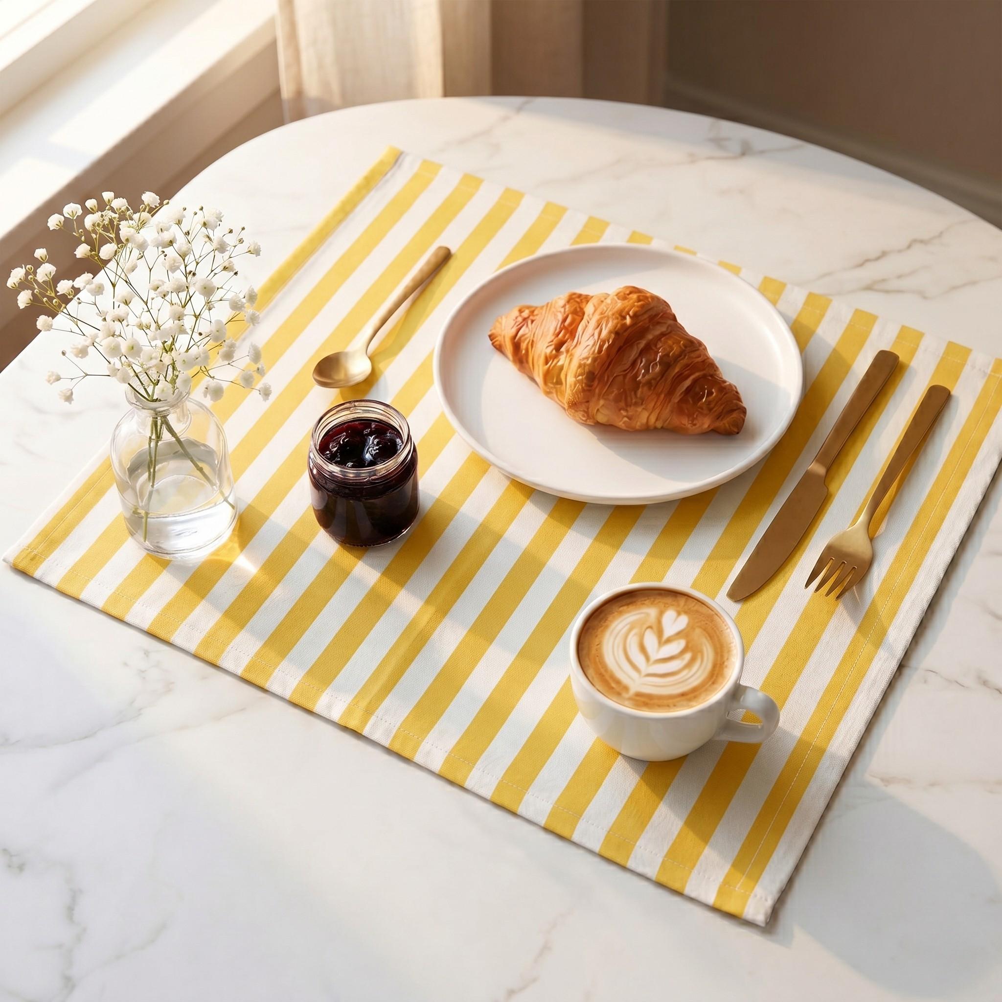 Striped placemats on table