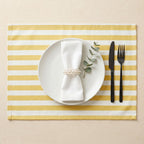 Yellow striped cotton placemat set