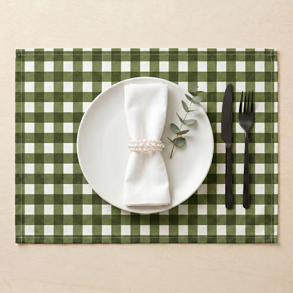 Green gingham placemat set of 4
