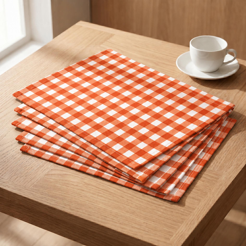 Gingham placemats on table