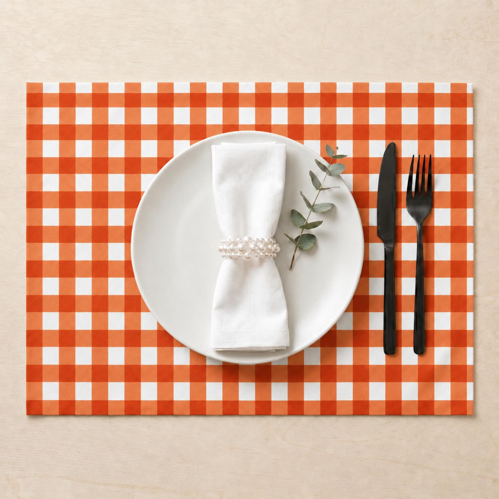 Orange gingham placemat set of 4