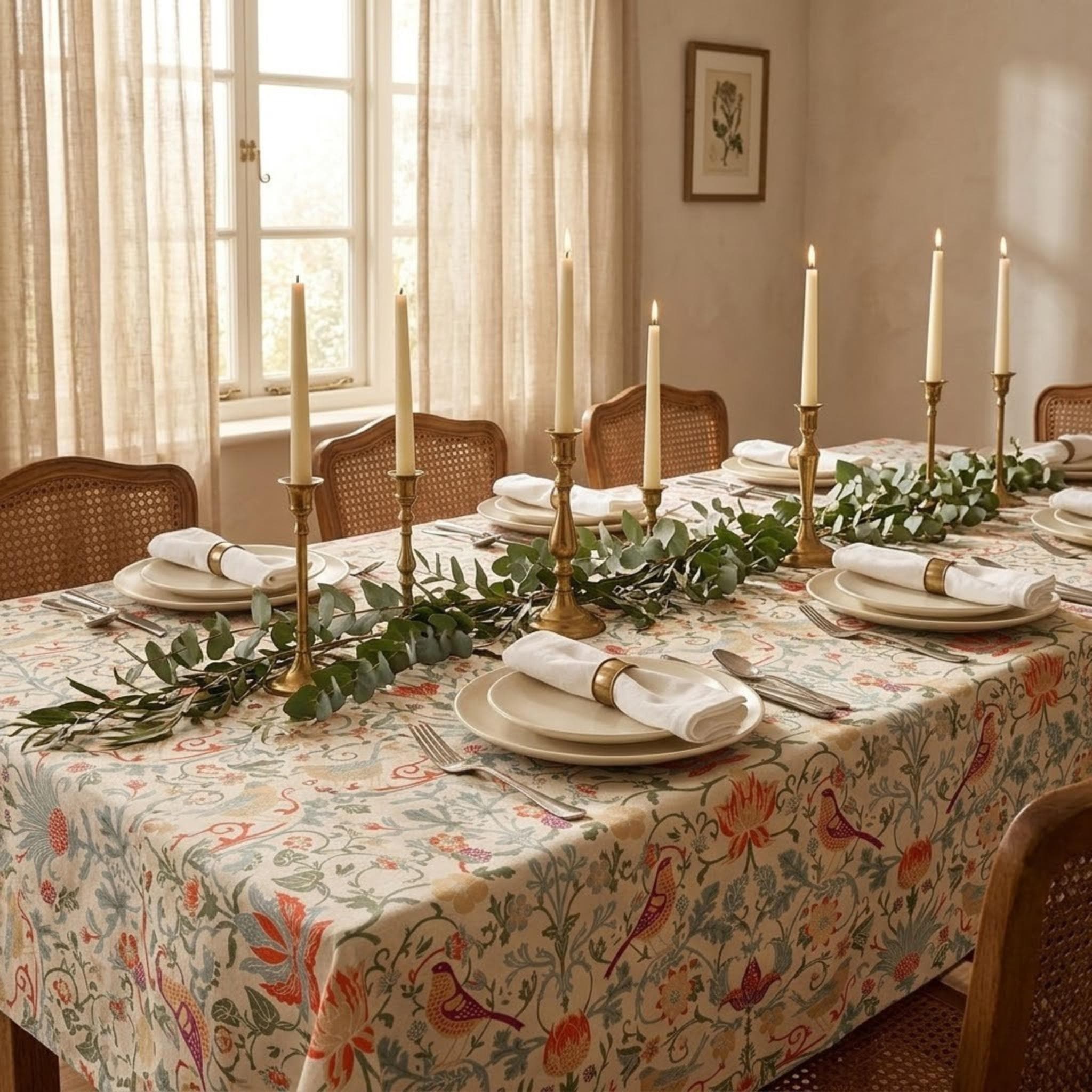 William Morris tablecloth pattern options