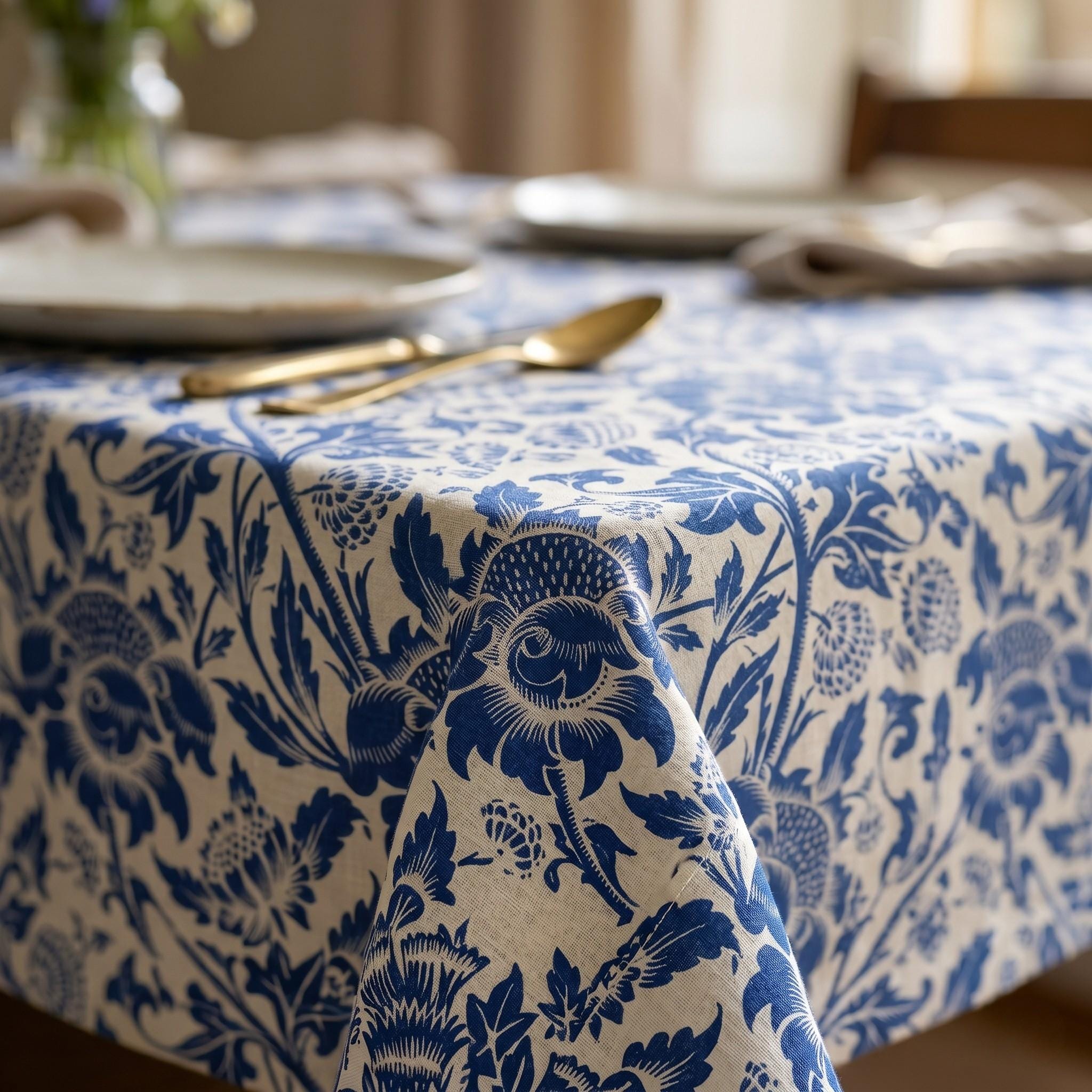 Indigo Vine fabric close-up
