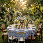 William Morris tablecloth draped