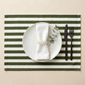 Green striped cotton placemat set