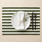 Green striped cotton placemat set
