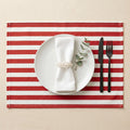 Red striped cotton placemat set