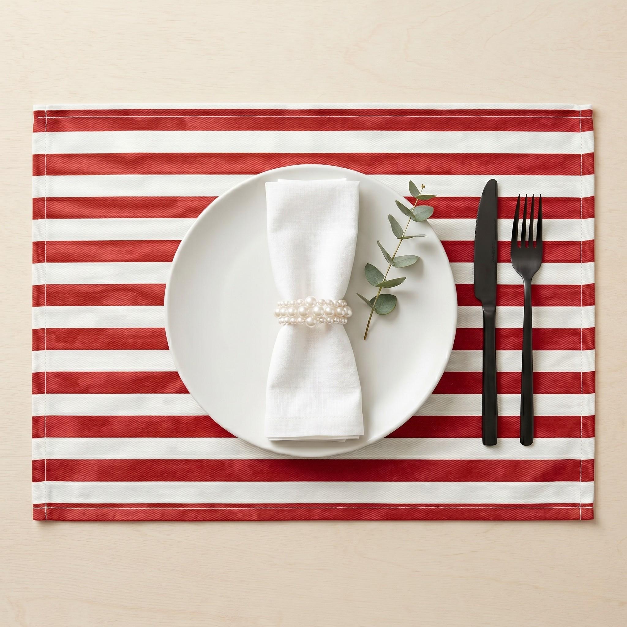 Red striped cotton placemat set
