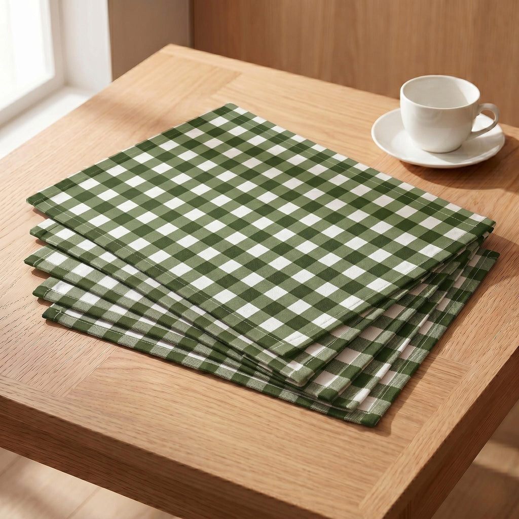 Gingham placemats on table