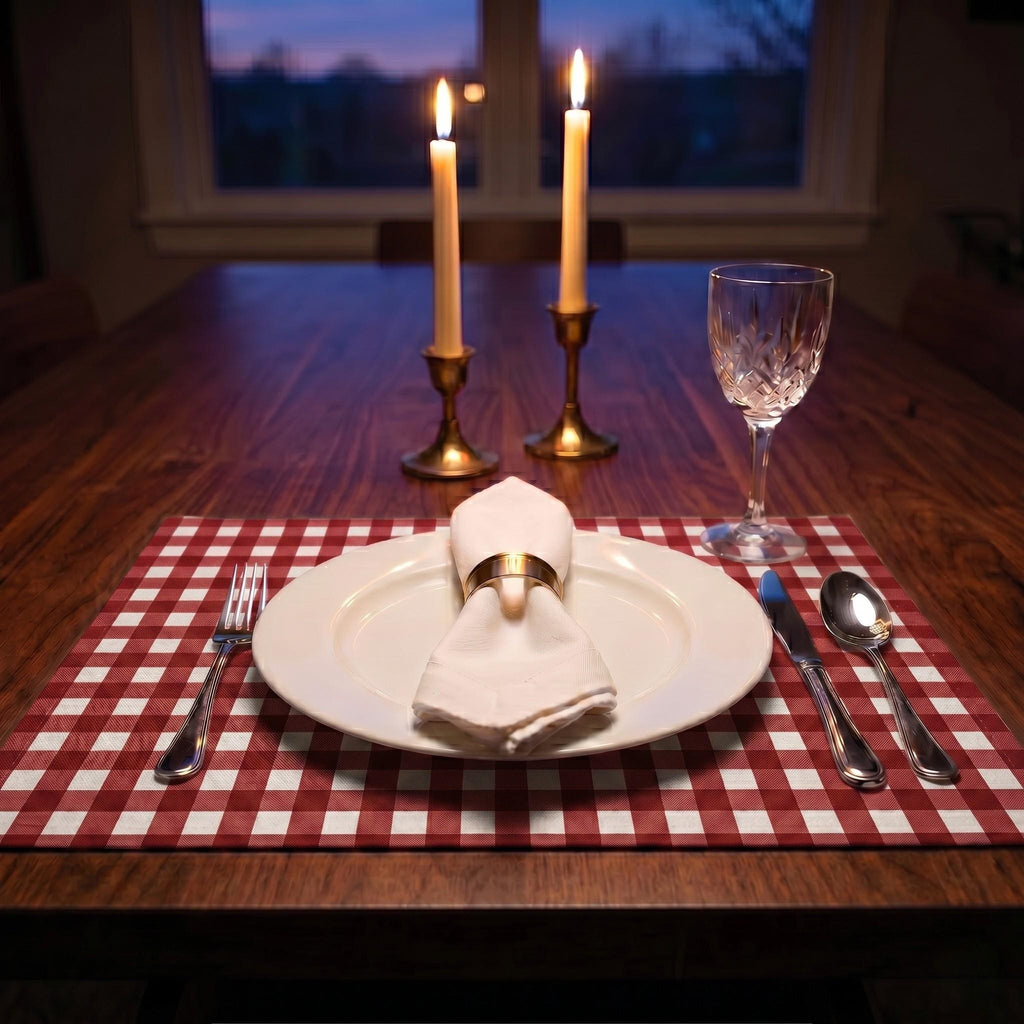 Gingham placemats on table
