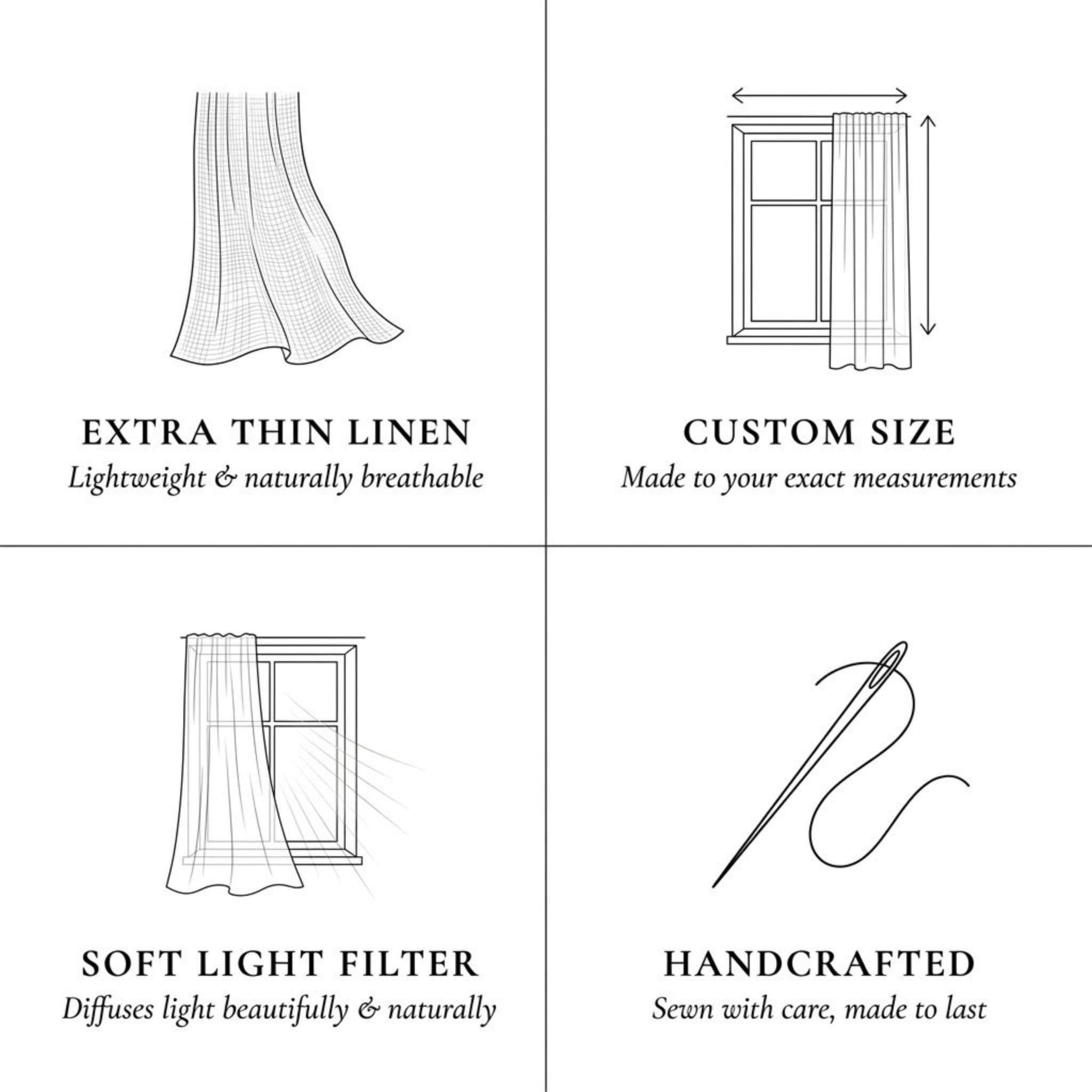 Light filtering sheer linen panels