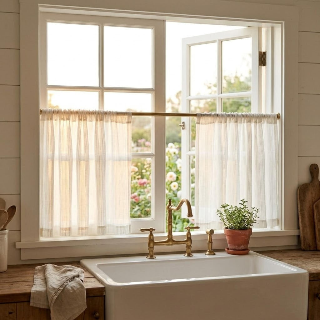 Luminous tulle cafe curtain