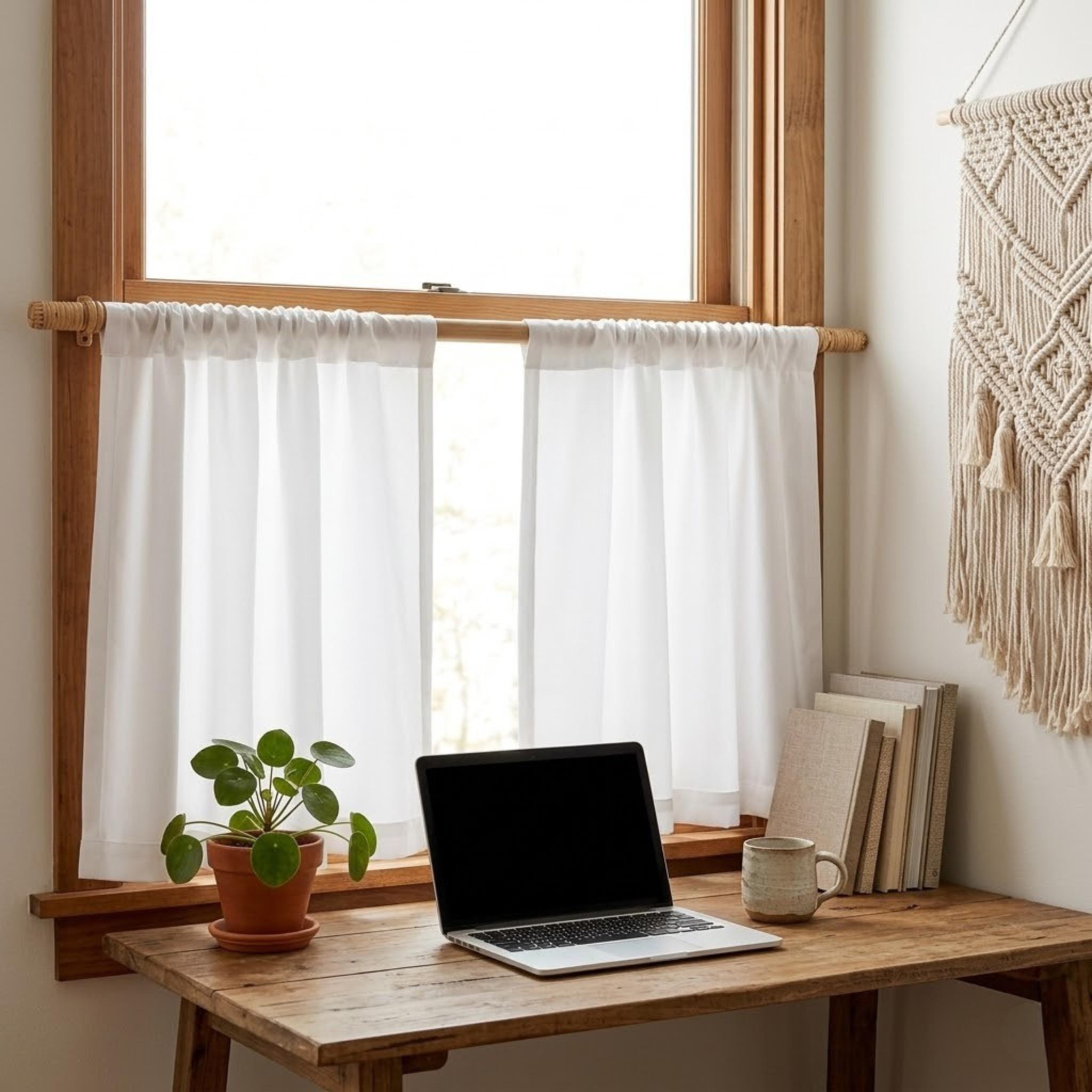 Cafe curtain bedroom styling